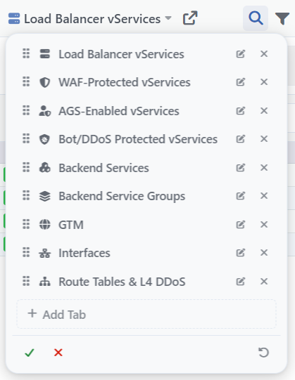 The Edit Tabs View