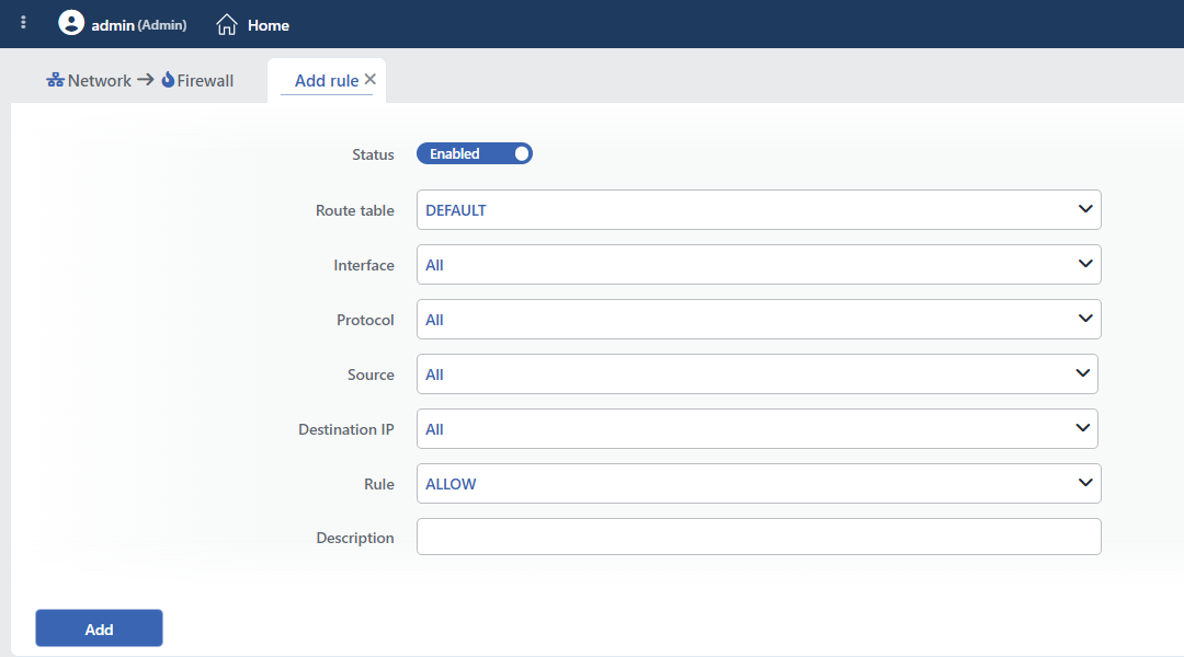 The Add Rule Tab