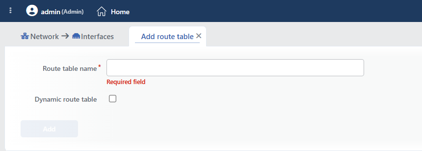 The Add Route Table Form