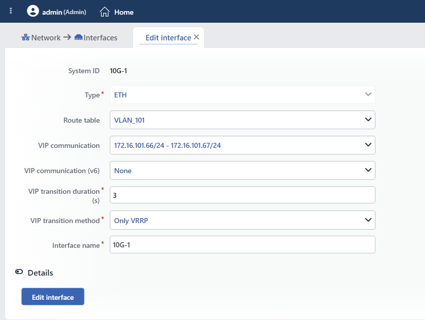 The Edit Interface Form (ETH)