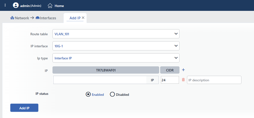 The Add IP Address Form