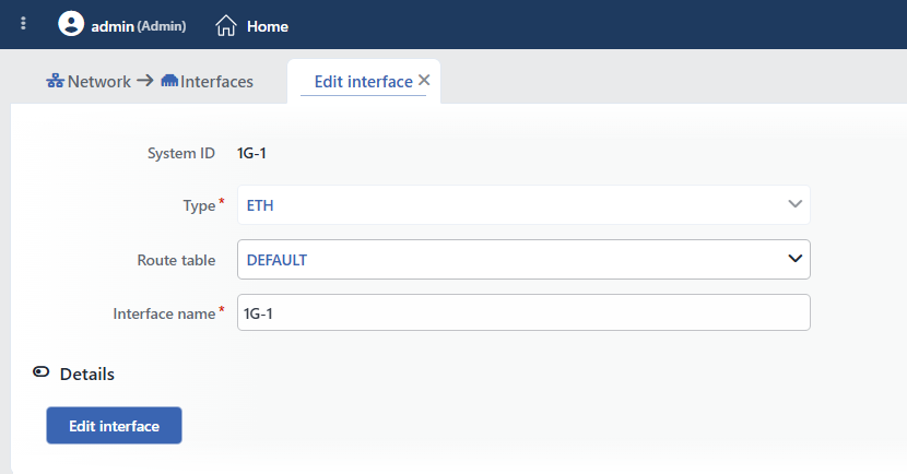 The Edit Interface Form (ETH)