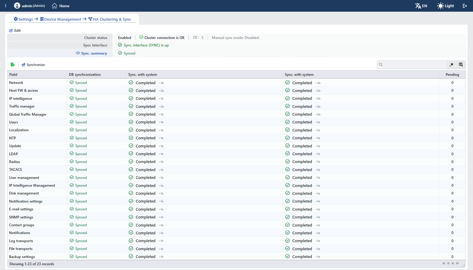 The Sync Summary Table While It Is Open