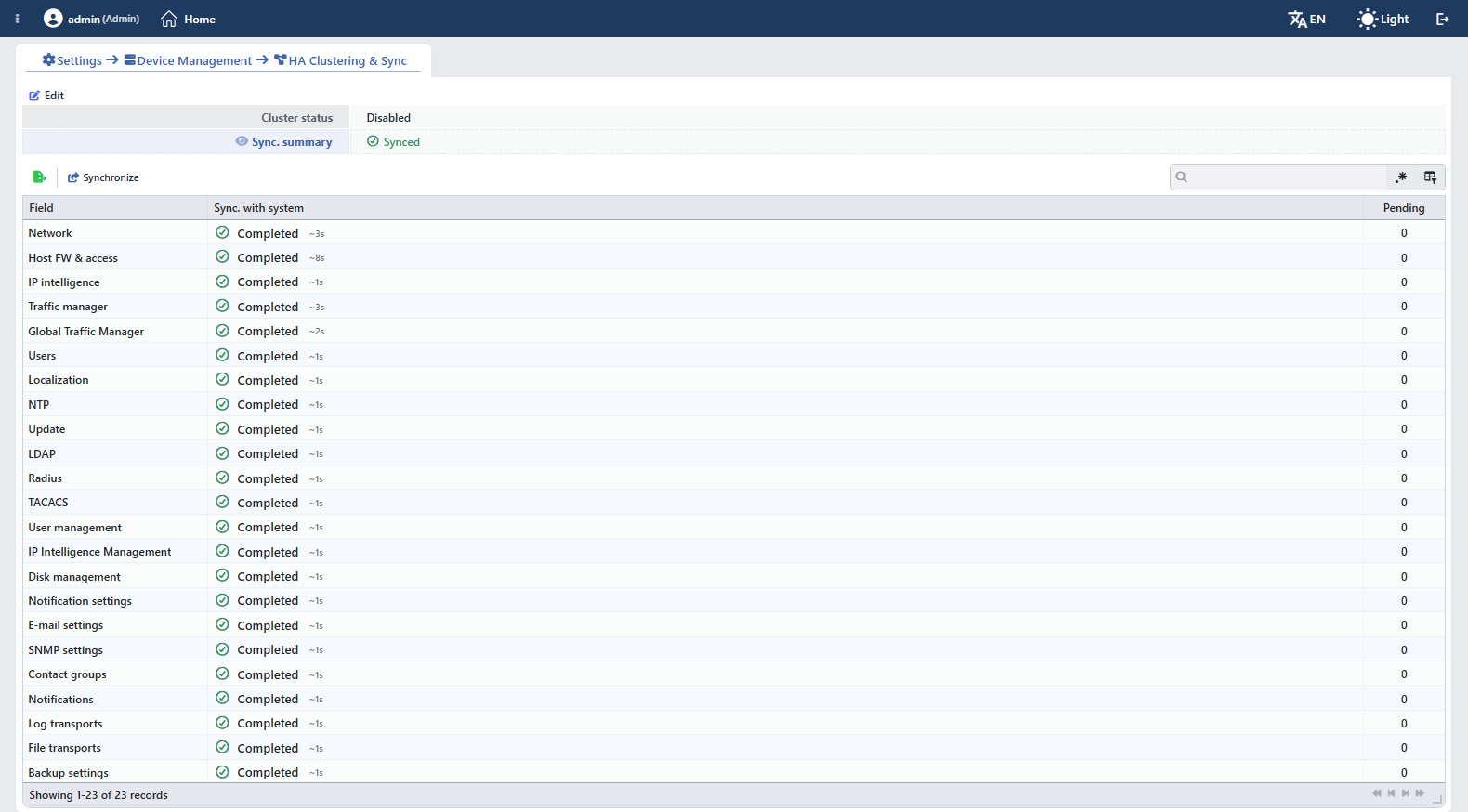 The Sync Summary Table While It Is Open