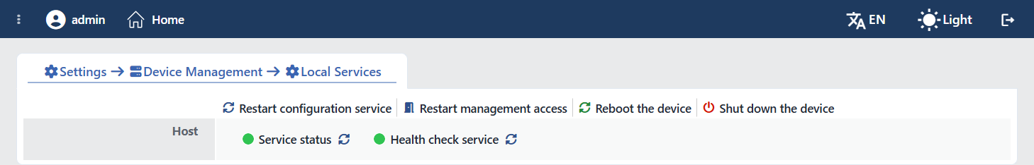 The Local Services Screen (Standalone)