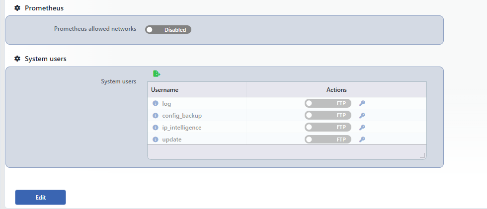 The Edit Tab: Prometheus · System Users