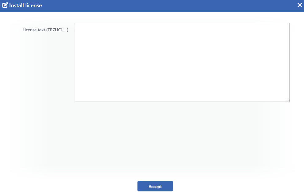 The Install license Window