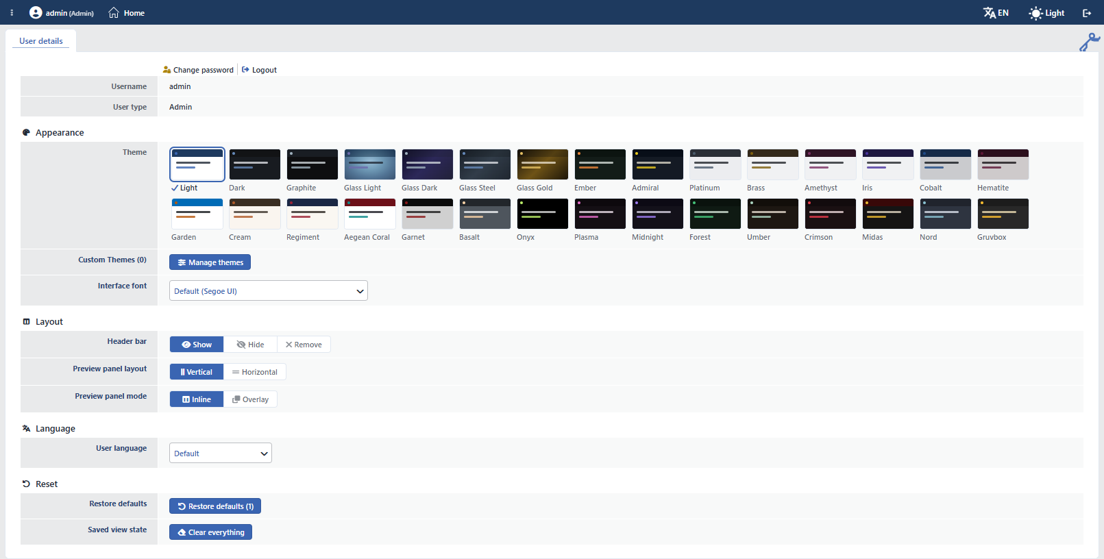 The My Preferences Screen