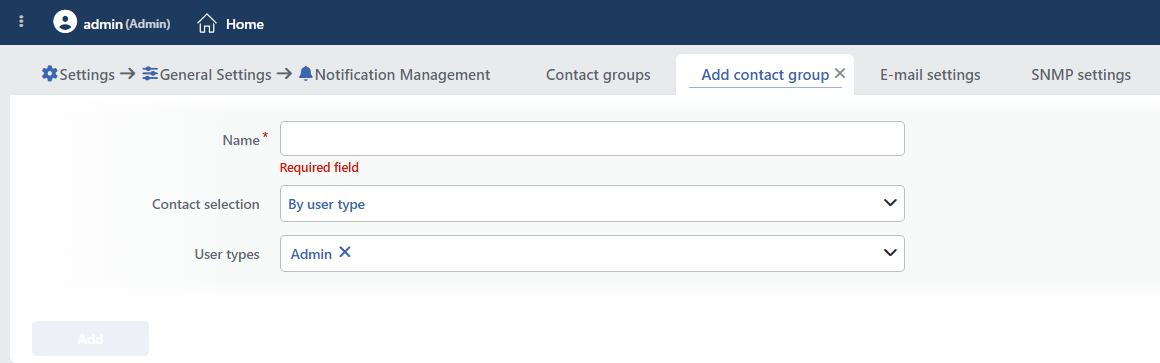 The Contact Groups Add Form