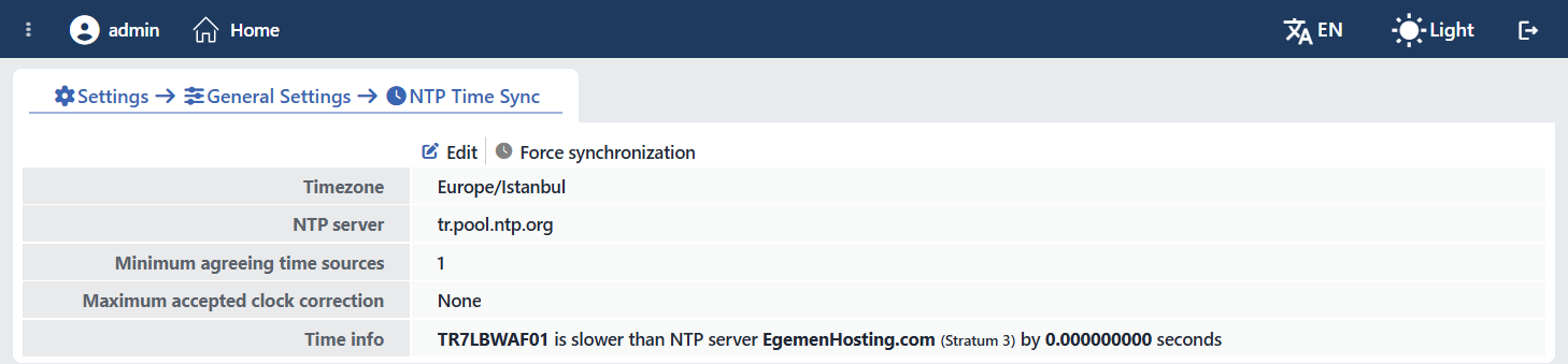 The NTP Time Sync Screen (Standalone)
