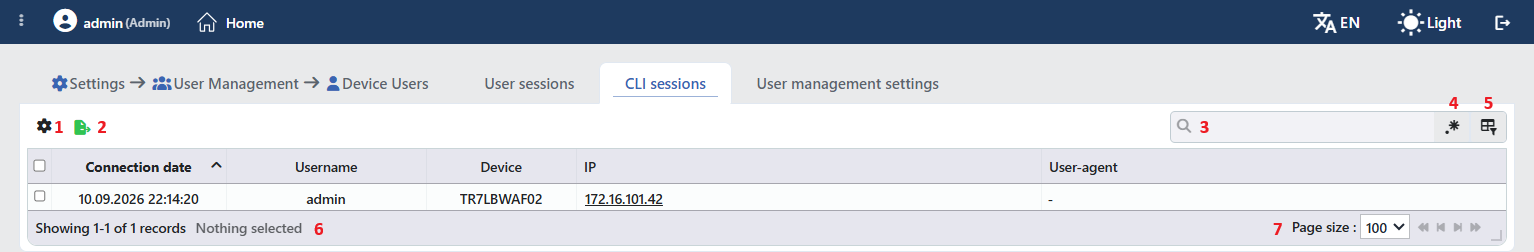 The CLI Sessions Screen