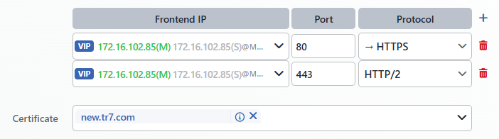 Frontend IP/Port/Protocol Configuration