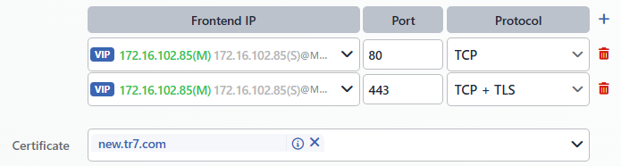 Frontend IP/Port/Protocol Configuration