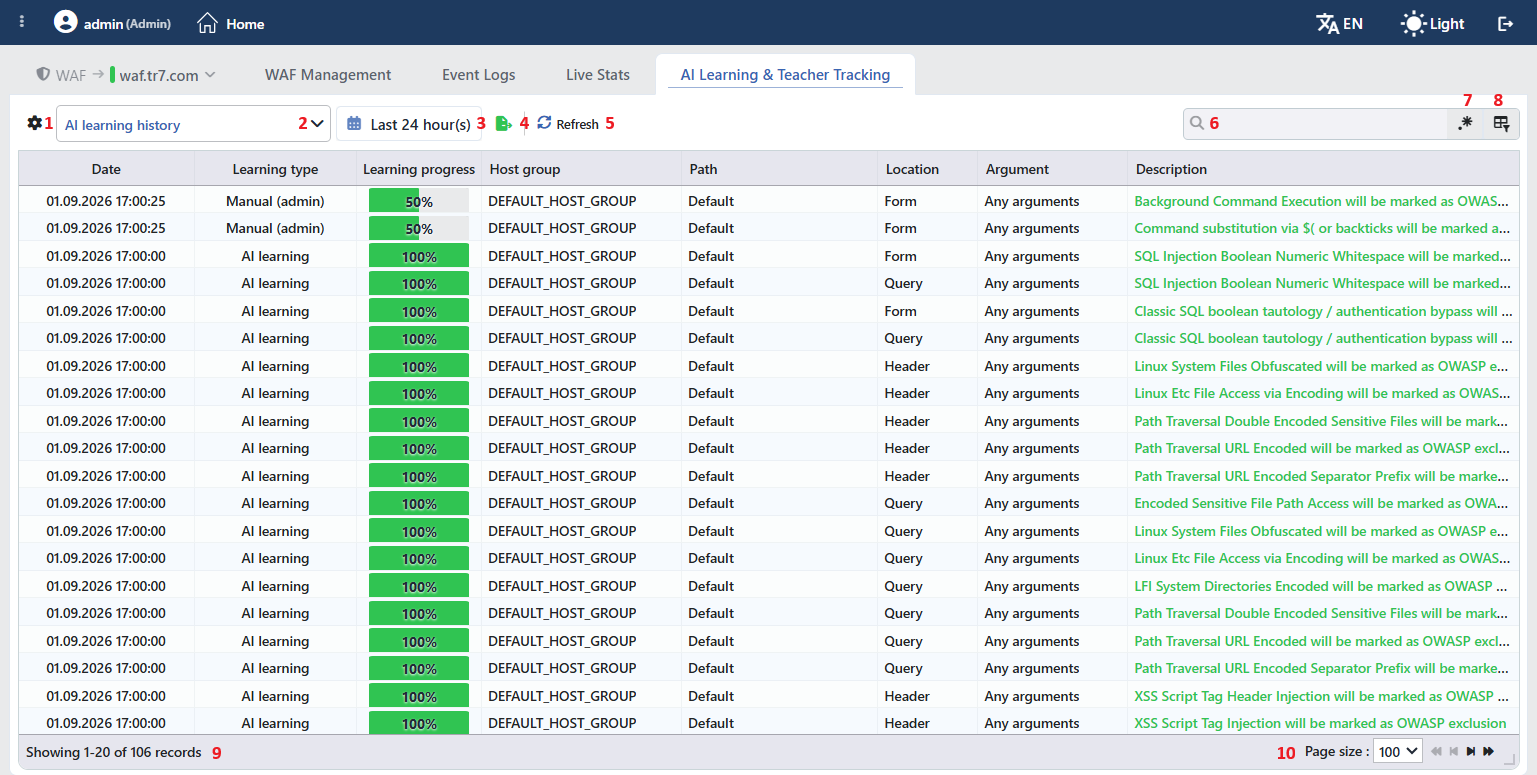 The AI Learning History Screen