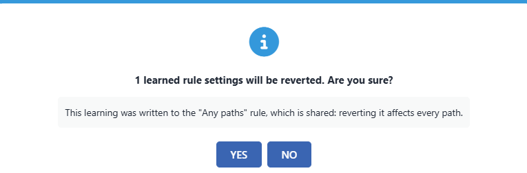 The Revert Learning Confirmation Window