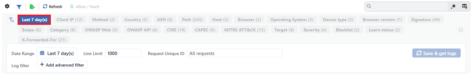 The Server Filter Tab