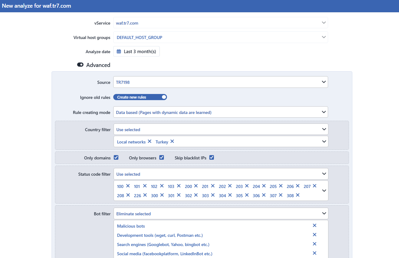 Creating a New Analysis - The Basic Fields and the Upper Half of the Advanced Section