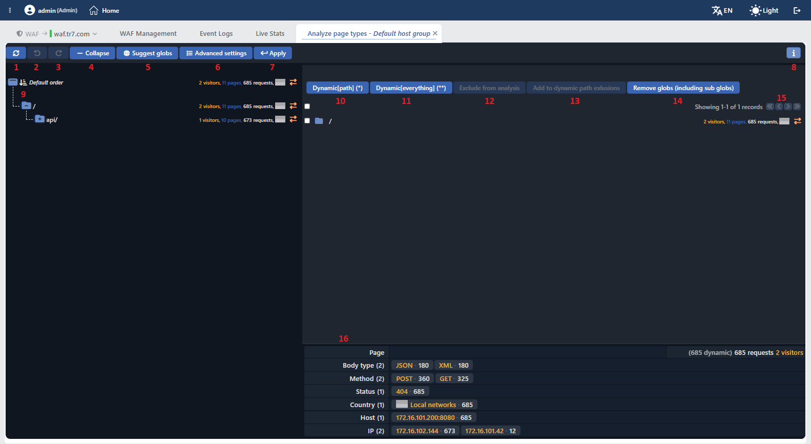 The Analyze Page Types Screen