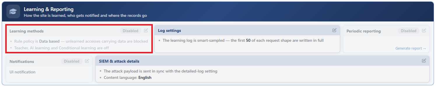 WAF Management - The Learning Methods Card
