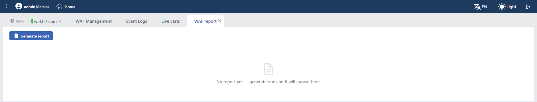The WAF Report Tab