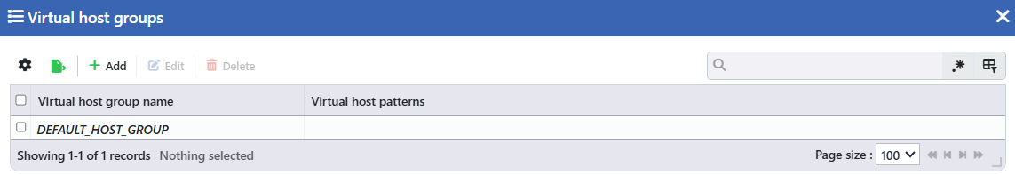 The Virtual Host Groups List