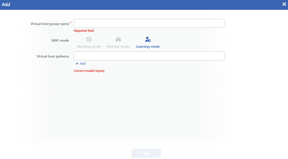 The Host Group Add Screen