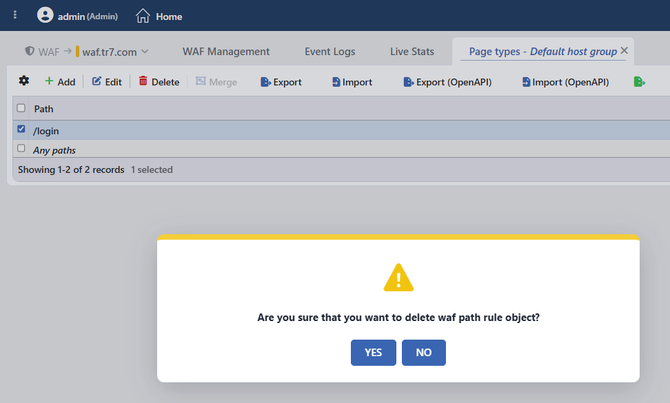 The Page Type Deletion Confirmation