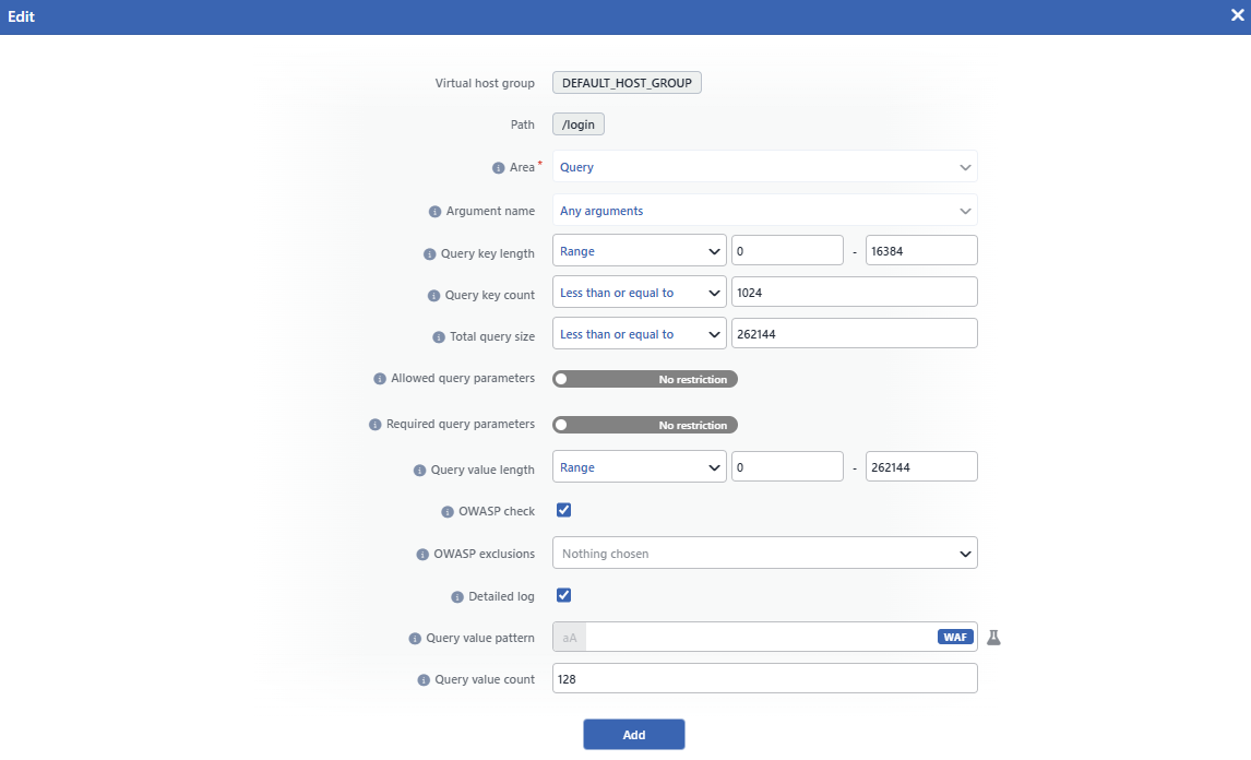 The Add Common Rule for Query Screen